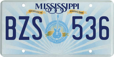MS license plate BZS536