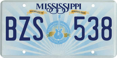 MS license plate BZS538
