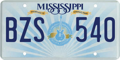 MS license plate BZS540