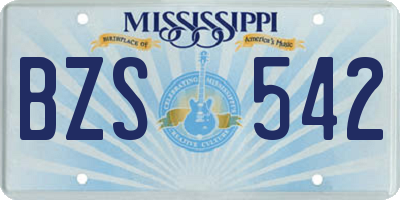 MS license plate BZS542