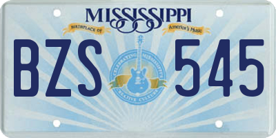 MS license plate BZS545