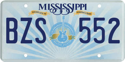 MS license plate BZS552