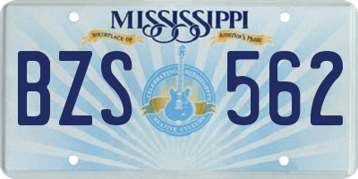MS license plate BZS562