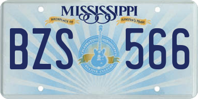 MS license plate BZS566