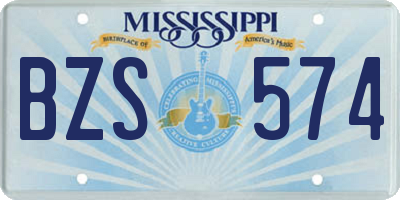 MS license plate BZS574