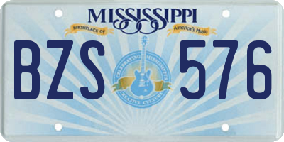 MS license plate BZS576
