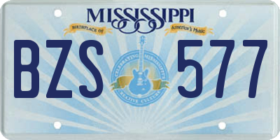 MS license plate BZS577