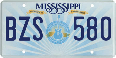 MS license plate BZS580