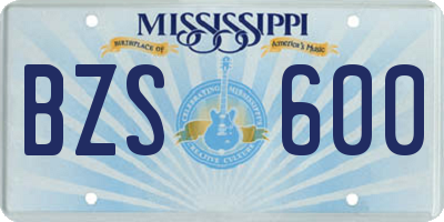 MS license plate BZS600