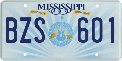 MS license plate BZS601