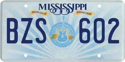 MS license plate BZS602