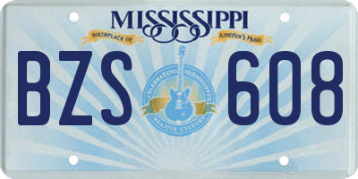 MS license plate BZS608