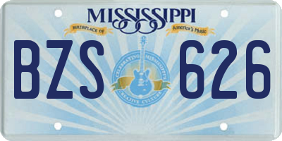 MS license plate BZS626