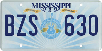 MS license plate BZS630