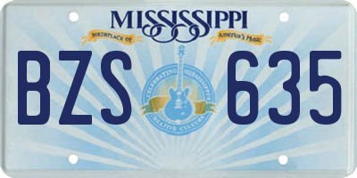 MS license plate BZS635