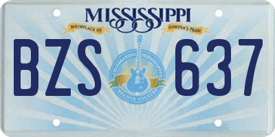 MS license plate BZS637
