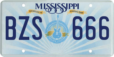 MS license plate BZS666