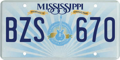 MS license plate BZS670
