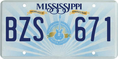 MS license plate BZS671
