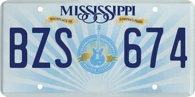 MS license plate BZS674