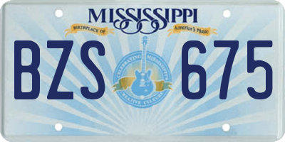 MS license plate BZS675
