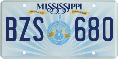 MS license plate BZS680