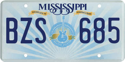MS license plate BZS685