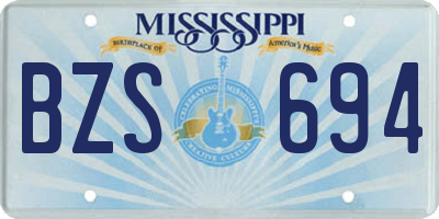 MS license plate BZS694