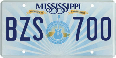MS license plate BZS700