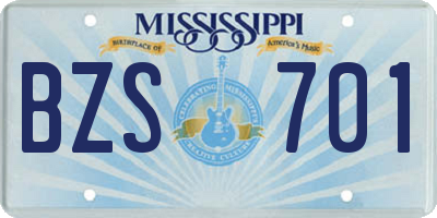 MS license plate BZS701