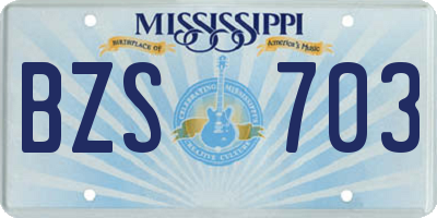 MS license plate BZS703