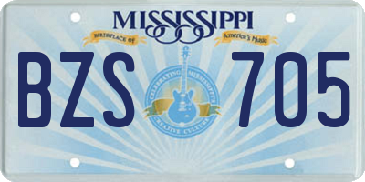 MS license plate BZS705