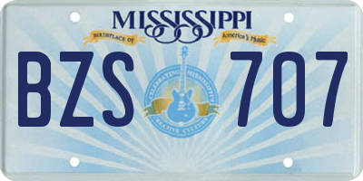 MS license plate BZS707