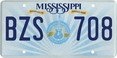 MS license plate BZS708