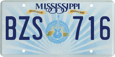 MS license plate BZS716