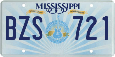 MS license plate BZS721