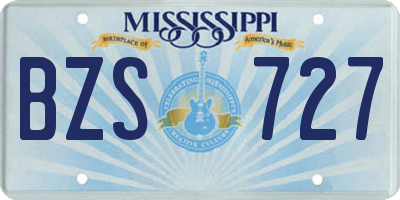 MS license plate BZS727