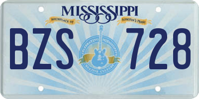 MS license plate BZS728
