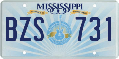 MS license plate BZS731