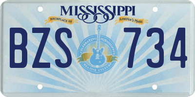 MS license plate BZS734