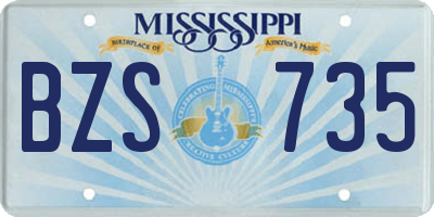 MS license plate BZS735