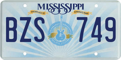 MS license plate BZS749