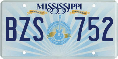 MS license plate BZS752