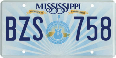 MS license plate BZS758