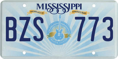 MS license plate BZS773