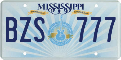 MS license plate BZS777