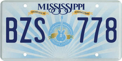 MS license plate BZS778