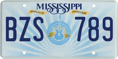MS license plate BZS789