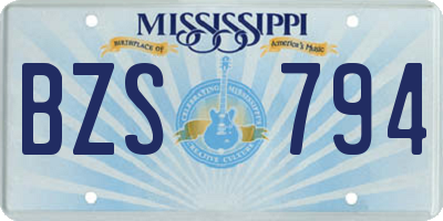 MS license plate BZS794