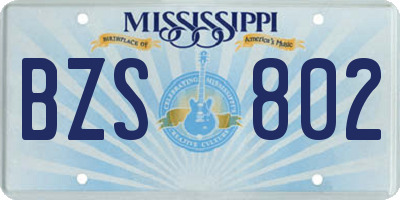 MS license plate BZS802